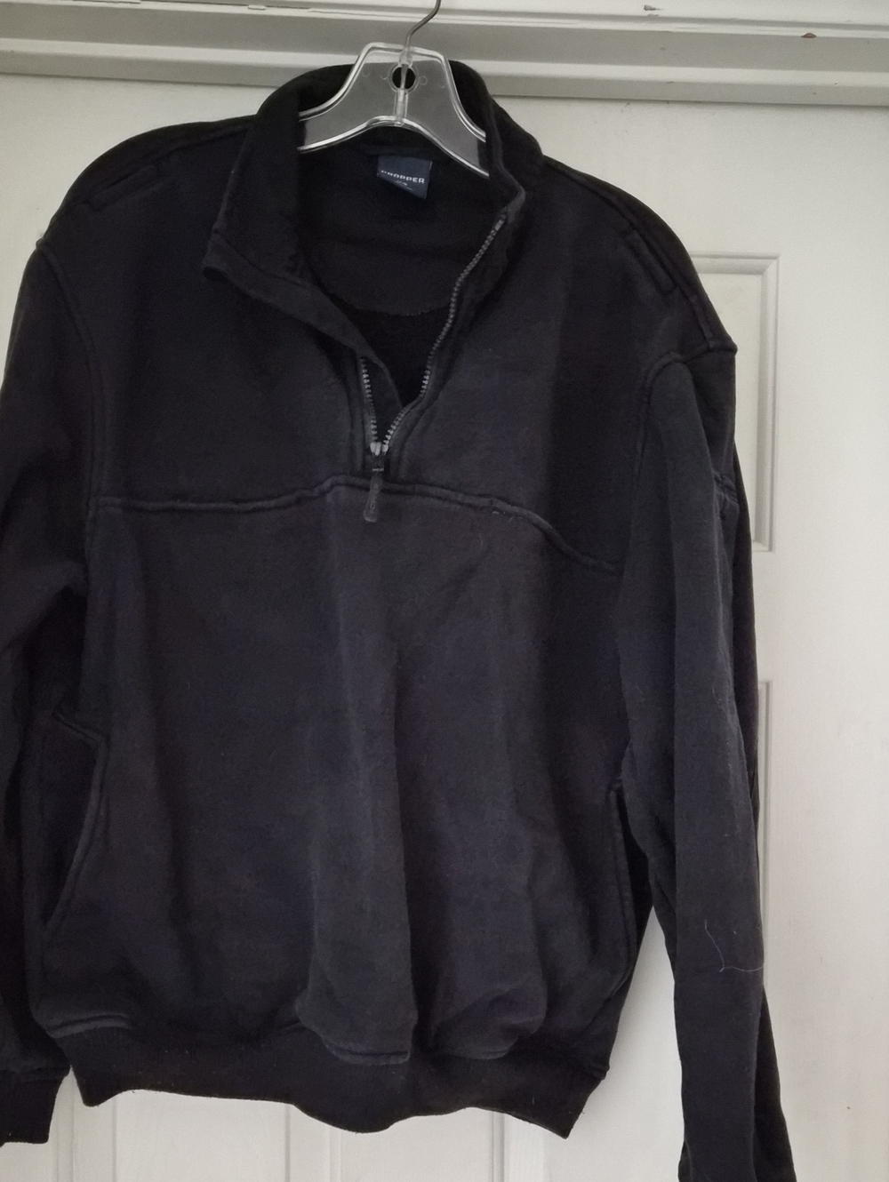 Men's Black Tactical Quarter-Zip Pullover Sweater With Velcro Top Pockets